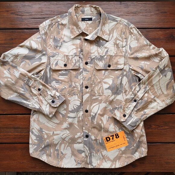Diesel D78 Camo Military Button Up OverShirt Long Sleeve Men's Size Large Grunge - Picture 7 of 14